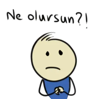 😢 ed9c51f2 Ne olursun?! cartoon, question, stick figure, confused, turkish whatsapp sticker