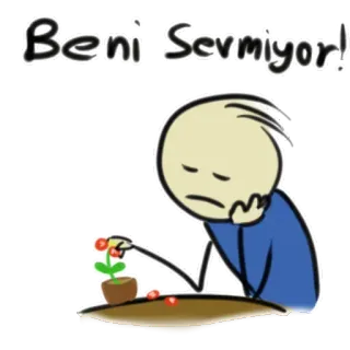 💔 f1f2c893 Beni Sevmiyor! sad, lonely, unloved, stick figure, flower whatsapp sticker