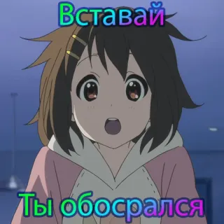 ☺️ 87278a83 Вставай
Ты обосрался anime, dibujos animados, ruso, texto, expresión telegram sticker