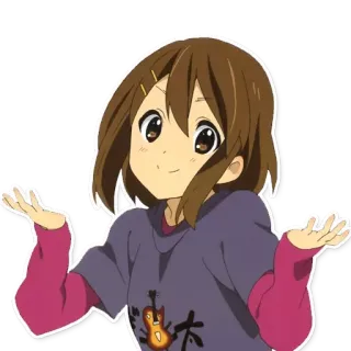 👐 28165b85 Yui Hirasawa K-On! anime, k-on, yui hirasawa, cute, girl, guitar, question telegram sticker