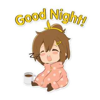 😴 7a31937d Good Night! good night, sleep, anime, cute, kawaii, cartoon, night telegram sticker