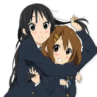 ☺️ e955620a anime, cartoon, friendship, hugging, cute, school uniform telegram sticker