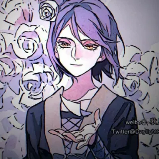 💜 faf66873 weibo@-秋灯
Twitter@Daylight9 anime, capelli viola, fiori, ritratto, acquerello, manga telegram sticker