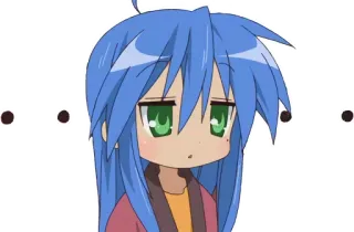 💬 3180930c Konata Izumi Lucky Star аниме, девушка, голубые волосы, милая, манга whatsapp sticker
