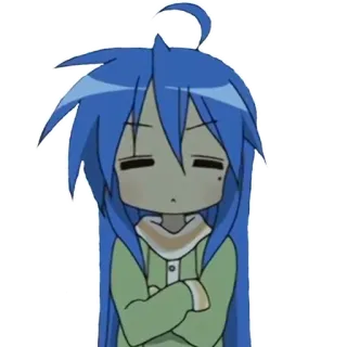 😑 48c961d7 Konata Izumi Lucky Star Аниме, Манга, Милый, Девушка, Голубые волосы, Скучно whatsapp sticker