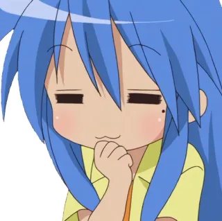 🤔 5674850d Konata Izumi Lucky Star Аниме, Манга, Милый, Девушка, Думает whatsapp sticker