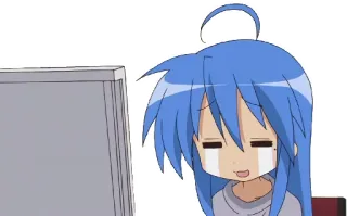 😭 89c9f642 аниме, плачущий, грустный, компьютер whatsapp sticker