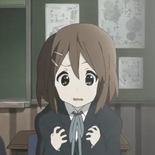 🥠 d043ad39 Yui Hirasawa K-On! Anime, Dibujos animados, Lindo, Chica, Uniforme escolar, K-On telegram sticker