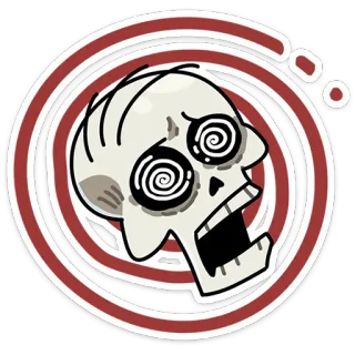 💀 65f10ba9 หัวกะโหลก, การ์ตูน, การสะกดจิต, ความตาย, เกลียว, ซอมบี้, ตาย telegram sticker