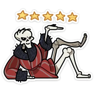 💀 66e07784 โครงกระดูก, ดาว, คะแนน, การ์ตูน, กระดูก, ตัวละคร telegram sticker