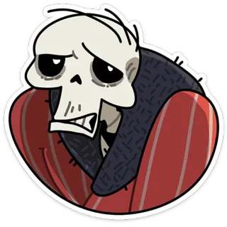 💀 dba752bf โครงกระดูก, การ์ตูน, น่ากลัว, ตัวละคร, กระดูก, ความตาย telegram sticker