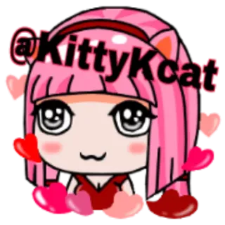 ℹ 51cc6ad5 @KittyKcat anime, pelo rosa, kawaii, corazones, lindo, sticker, dibujos animados, personaje telegram sticker
