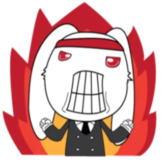 😡 57f2a81a conejo, enfadado, fuego, dibujos animados, personaje, traje telegram sticker