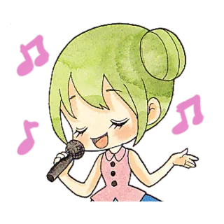 🎤 ddb52629 Bernyanyi, Mikrofon, Musik, Kartun, Wanita, Pertunjukan telegram sticker