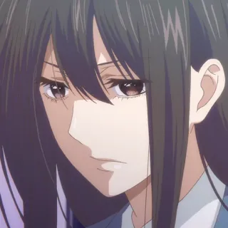 🎶 00c3b19b аниме, девушка, серьезная, длинные волосы, темные волосы, персонаж whatsapp sticker