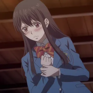 🎶 11951e24 Аниме, Школьница, Форма, Румянец, Застенчивый, Милый, Японская анимация whatsapp sticker