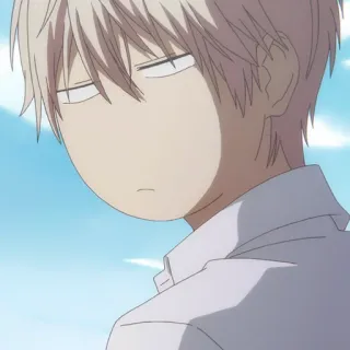 🎵 32d3cf5b Аниме, Персонаж, светлые волосы, надутые губы, выражение, мем whatsapp sticker