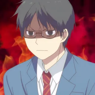 🎼 33a622ba Аниме, Злой, Персонаж, Очки, Расстроен, Мем whatsapp sticker