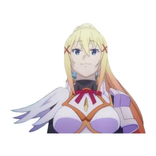 😊 339c6649 Darkness KonoSuba Anime, Personage, Blond, Vrouwelijk, Pantser telegram sticker