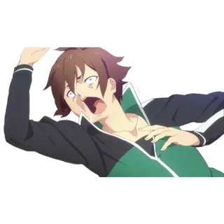 😱 c91cd758 Kazuma Konosuba anime, konosuba, kazuma, grappig, reactie, schreeuw telegram sticker