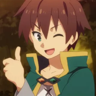 ⚔️ 0952e9ed Kazuma Konosuba Anime, Kedipan mata, Jempol ke atas, Isekai, Protagonis whatsapp sticker