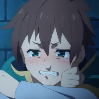 ⚔️ 4f492830 Kazuma Satou KonoSuba Anime, Menangis, Sedih, Pria, Karakter whatsapp sticker