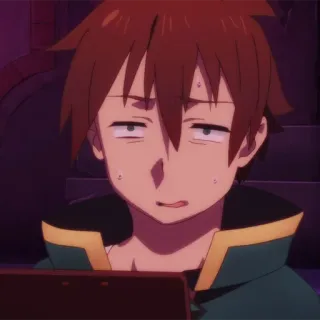 ⚔️ 5902c365 Kazuma KonoSuba anime, bingung, lucu, keringat, ekspresi whatsapp sticker