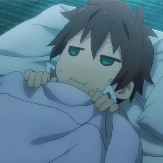 🛡 6620baad Kazuma Satou KonoSuba anime, tempat tidur, mengantuk, malas whatsapp sticker