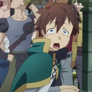 ⚔️ 9472ba79 Kazuma Konosuba anime, menangis, takut, lucu whatsapp sticker