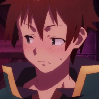 ⚔️ d5920b78 Kazuma Konosuba anime, tersipu, malu, karakter whatsapp sticker