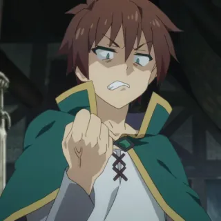 ⚔️ d5ba2ee8 Kazuma Konosuba anime, jengkel, fantasi, Kazuma, bingung whatsapp sticker