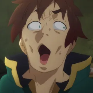 🛡 da096582 Kazuma Konosuba Anime, Lucu, Terkejut, Reaksi, Kaget whatsapp sticker