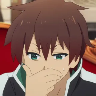 🛡 f714363f Kazuma Konosuba anime, reaksi, jijik, smirk, keringat, Kazuma whatsapp sticker