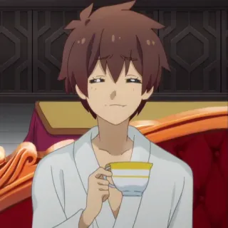 ⚔️ facb1f41 anime, teh, anak laki-laki, relaksasi whatsapp sticker