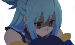 😞 01485d4b Aqua Konosuba Anime, Konosuba, Aqua, Verdrietig, Cartoon telegram sticker