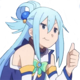 👍 0f81fc34 Aqua Konosuba Anime, Konosuba, Aqua, Duim omhoog, Cartoon, Grappig telegram sticker