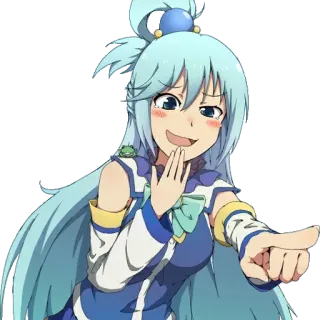 😄 21222214 Aqua Konosuba Anime, Konosuba, Aqua, Leuk, Anime Meisje, Personage, Grappig telegram sticker