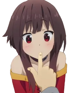 😳 41217e62 Megumin Konosuba Anime, Konosuba, Megumin, Vinger, Gebaar, Schattig, Meisje telegram sticker