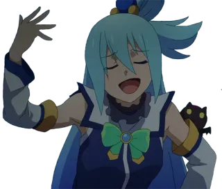 ✋ 92e8acd0 Aqua KonoSuba Anime, Personage, Konosuba, Aqua, Cartoon, Humor, Grappig telegram sticker