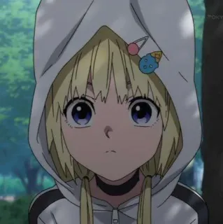 🐱 c973874f Anime, Ragazza, Capelli Biondi, Felpa con cappuccio, Carina, Cartone animato telegram sticker