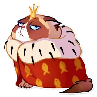 👑 545c0afa Grumpy Cat gatto, gatto scontroso, re, corona, animale, animale domestico, meme telegram sticker