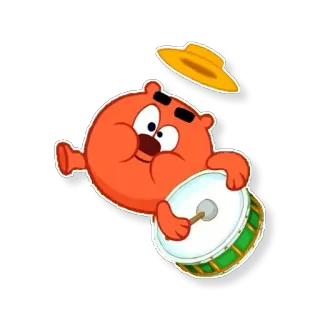 😄 c7652258 cartoon character, drumming, music, cute, orange, illustration, sticker telegram sticker