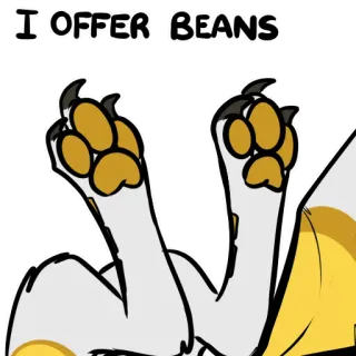 🐾 94a09a31 I OFFER BEANS 콩, 제공, 고양이 발, 웃긴, 동물, 밈 telegram sticker