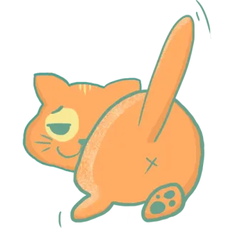 😏 2fadaa7b 고양이, 동물, 웃긴, 만화, 주황색, 귀여운, 엉덩이 telegram sticker
