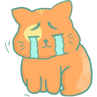 😭 d04056de 고양이, 울음, 슬픈, 주황 고양이, 눈물, 만화 고양이, 괴로운 telegram sticker