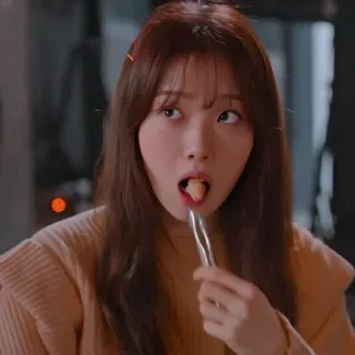 🗝 7115b4a8 ผู้หญิง, อาหาร, เกาหลี, กิน, เอเชีย whatsapp sticker