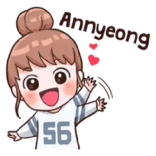 😊 745f9b27 Annyeong การ์ตูน, เด็กผู้หญิง, น่ารัก, ทักทาย, เกาหลี telegram sticker