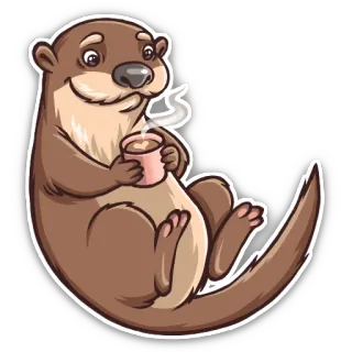 ☕️ 2f6014f6 수달, 커피, 동물, 귀여운, 만화, 스티커 telegram sticker