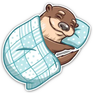 😴 48383088 수달, 동물, 자는, 베개, 담요, 귀여운 telegram sticker