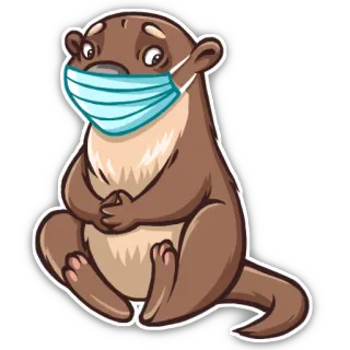 😷 83ff8e01 수달, 마스크, 동물, 만화, 스티커, 귀여운, 건강 telegram sticker